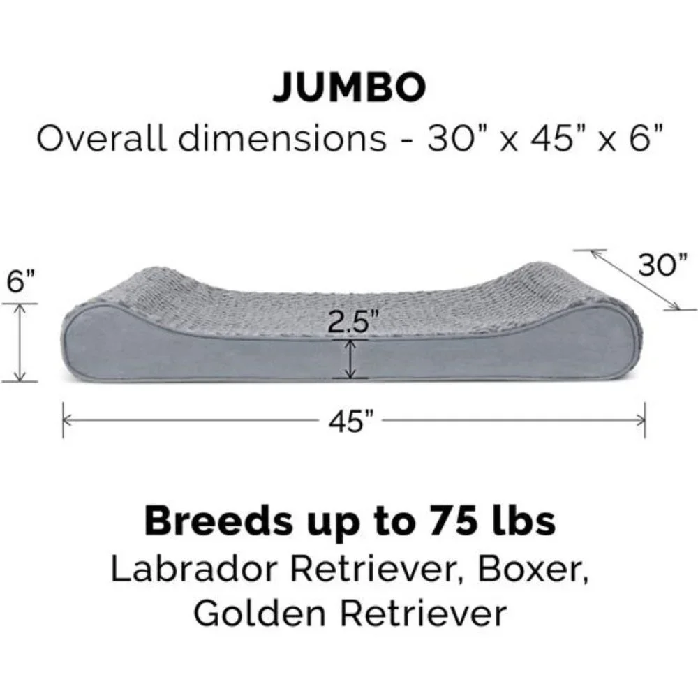 Orthopedic Dog Bed for Large Dogs w/ Removable Washable Cover - Gray, Jumbo/XL
